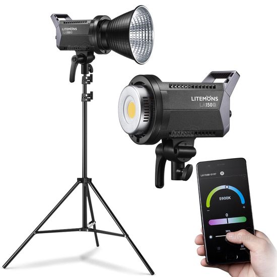 Iluminador LED Godox Litemons, Potência 190W, Luz Fria 5600K, Bluetooth + Tripé YS302 Iluminador LED Godox Litemons, Potência 190W, Luz Fria 5600K, Bluetooth + Tripé YS302