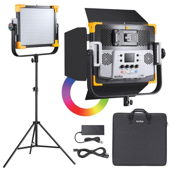 Painel De Led para Filmagem Rgb Bicolor Godox Ld75r 75w Com Abas Bag E Tripé Painel De Led para Filmagem Rgb Bicolor Godox Ld75r 75w Com Abas Bag E Tripé