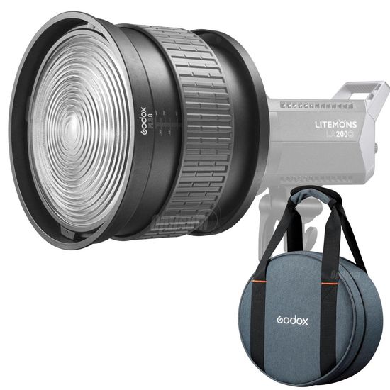 Lente Fresnel Godox Fls8 Encaixe Bowens Para Luz Contínua E Flash Estúdio Lente Fresnel Godox Fls8 Encaixe Bowens Para Luz Contínua E Flash Estúdio