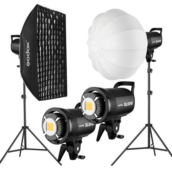 Kit Completo Iluminação Foto E Vídeo Godox Sl60w Com Softbox Grid E Softbox Balão Lanterna Kit Completo Iluminação Foto E Vídeo Godox Sl60w Com Softbox Grid E Softbox Balão Lanterna