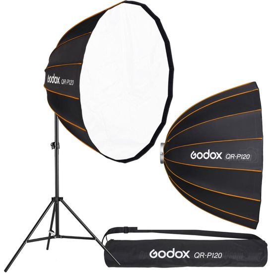 Softbox Parabólico Godox Qr-p120 Bowens 120cm Quick Release E Tripé Robusto Softbox Parabólico Godox Qr-p120 Bowens 120cm Quick Release E Tripé Robusto