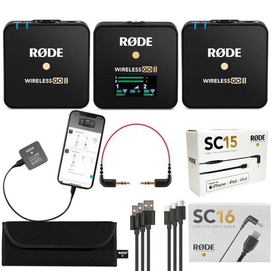 Microfone Rode Wireless Go Ii Lapela Duplo Sem Fio Com Cabo Sc15 Para Iphone Microfone Rode Wireless Go Ii Lapela Duplo Sem Fio Com Cabo Sc15 Para Iphone