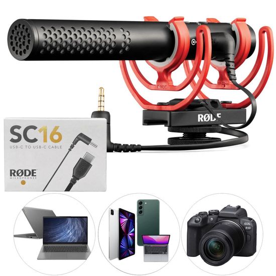 Microfone Shotgun Rode Videomic Ntg Híbrido P2 E Cabo Usb-c Sc16