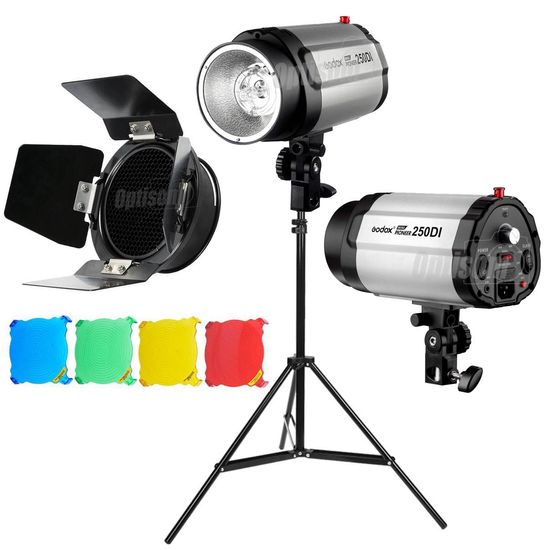 Kit Flash Tocha Godox Mini Pioneer 250di 250w + Abas Colmeia 4 Gelatinas E Tripé 110V Kit Flash Tocha Godox Mini Pioneer 250di 250w + Abas Colmeia 4 Gelatinas E Tripé 110V