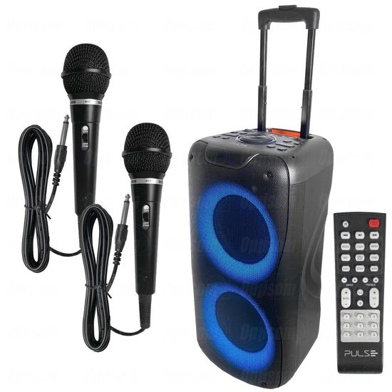 Caixa Bluetooth Sem Fio Pulsebox Trolley Sp505 800w Com Rodinhas + 2 Microfones Caixa Bluetooth Sem Fio Pulsebox Trolley Sp505 800w Com Rodinhas + 2 Microfones