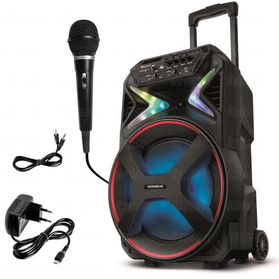 Caixa De Som Bluetooth Com Microfone Mondial Cm-400 Connect Lights 400w Rms Com Rodinhas Caixa De Som Bluetooth Com Microfone Mondial Cm-400 Connect Lights 400w Rms Com Rodinhas