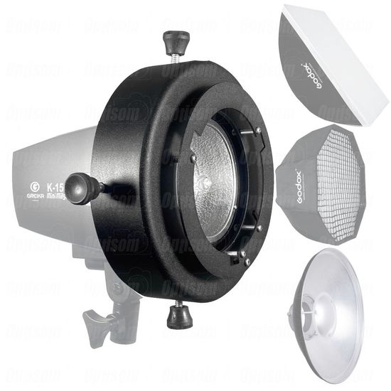 Adaptador Bowens Para Flash Tocha Godox Greika K-150a 250di Mini Pioneer Adaptador Bowens Para Flash Tocha Godox Greika K-150a 250di Mini Pioneer