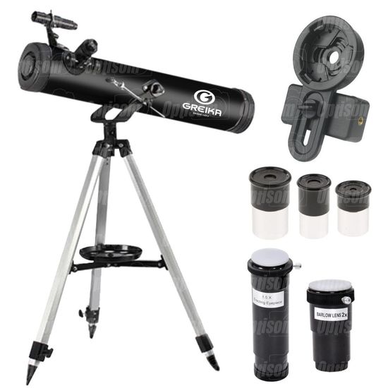 Telescópio Refletor Greika 76mm Astronômico E Terrestre F70076 + Suporte Celular Telescópio Refletor Greika 76mm Astronômico E Terrestre F70076 + Suporte Celular