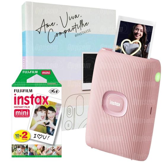 Combo Impressora Bluetooth Instax Mini Link 2 Rosa Para Smartphone + Álbum + 20 Filmes Combo Impressora Bluetooth Instax Mini Link 2 Rosa Para Smartphone + Álbum + 20 Filmes