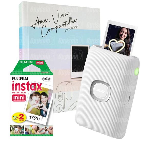 Combo Impressora Bluetooth Instax Mini Link 2 Branca Para Smartphone + Álbum + 20 Filmes Combo Impressora Bluetooth Instax Mini Link 2 Branca Para Smartphone + Álbum + 20 Filmes