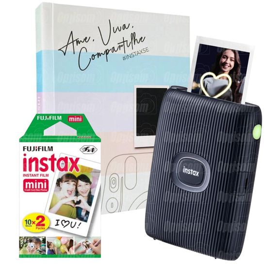 Combo Impressora Bluetooth Instax Mini Link 2 Azul Para Smartphone + Álbum + 20 Filmes Combo Impressora Bluetooth Instax Mini Link 2 Azul Para Smartphone + Álbum + 20 Filmes