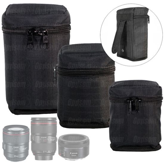 Kit 3 Case Bag Porta Lente P M G Com Alça Para Cinto Kit 3 Case Bag Porta Lente P M G Com Alça Para Cinto