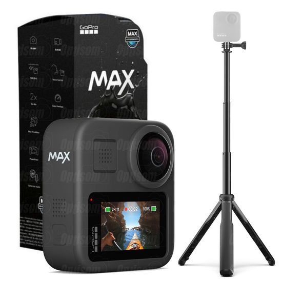 Kit Câmera Gopro Max 360 À Prova D'água + Bastão Tripé Gopro Kit Câmera Gopro Max 360 À Prova D'água + Bastão Tripé Gopro