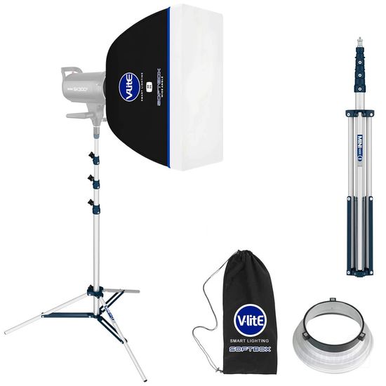 Softbox Mako 40x55cm Encaixe Bowens + Tripé De 2,20 Metros Softbox Mako 40x55cm Encaixe Bowens + Tripé De 2,20 Metros