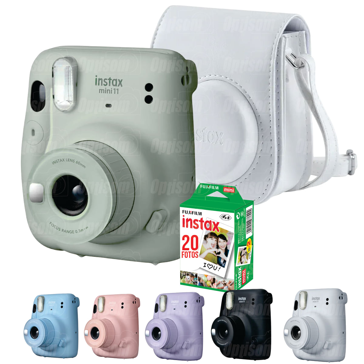 Combo Câmera Fujifilm Instax Mini 11 Azul + 10 Fotos + Bolsa +