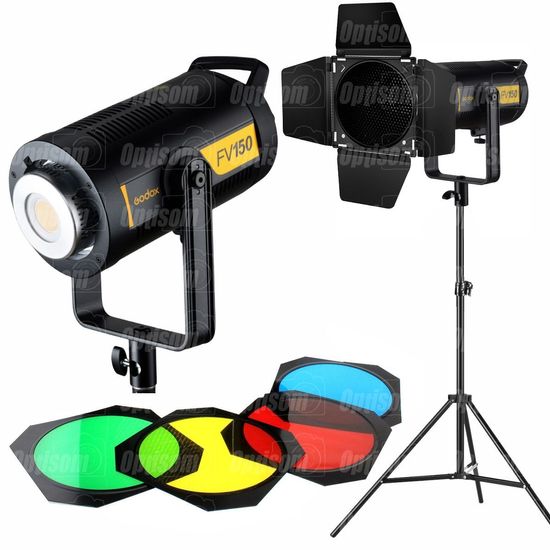 Kit Iluminador Flash LED Godox FV150, Luz 5600K, HSS + Gelatinas Coloridas + Tripé Greika Kit Iluminador Flash LED Godox FV150, Luz 5600K, HSS + Gelatinas Coloridas + Tripé Greika