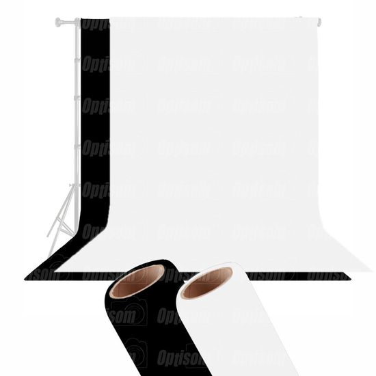 Kit 2 Fundo Infinito Papel Branco E Preto Para Estúdio 1,35x11m Kit 2 Fundo Infinito Papel Branco E Preto Para Estúdio 1,35x11m