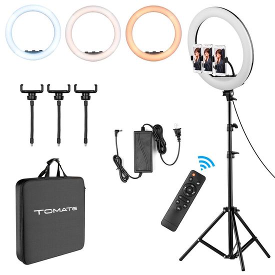 Ring Light Led 55w Tomate 45cm Com Dimmer E Controle + Tripé 1.80m Ring Light Led 55w Tomate 45cm Com Dimmer E Controle + Tripé 1.80m