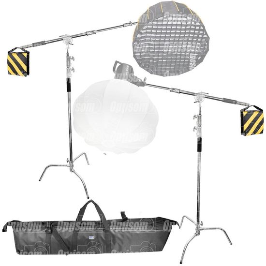 Kit 2 Tripés Girafa Estúdio Century C-stand Cromado Aço Inox Greika 3,3m + Bolsa Kit 2 Tripés Girafa Estúdio Century C-stand Cromado Aço Inox Greika 3,3m + Bolsa