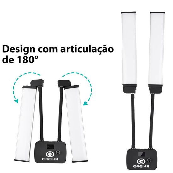 Iluminador Led Bicolor Com Dimmer Braço Duplo 45w - Greika Hd45x