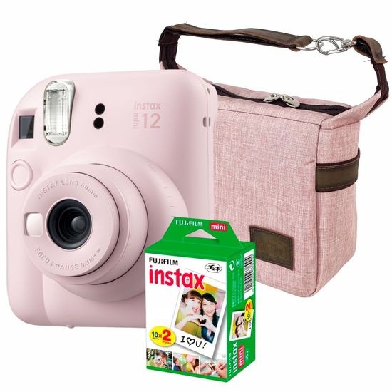 Kit Câmera Instantânea Instax Mini 12 + Filme 20 Fotos + Bolsa Blossom Pink (Rosa) Kit Câmera Instantânea Instax Mini 12 + Filme 20 Fotos + Bolsa Blossom Pink (Rosa)