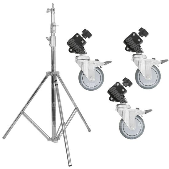 Tripé Iluminação Profissional Inox Com Rodinhas Removíveis Greika 2,6M 15kg Tripé Iluminação Profissional Inox Com Rodinhas Removíveis Greika 2,6M 15kg