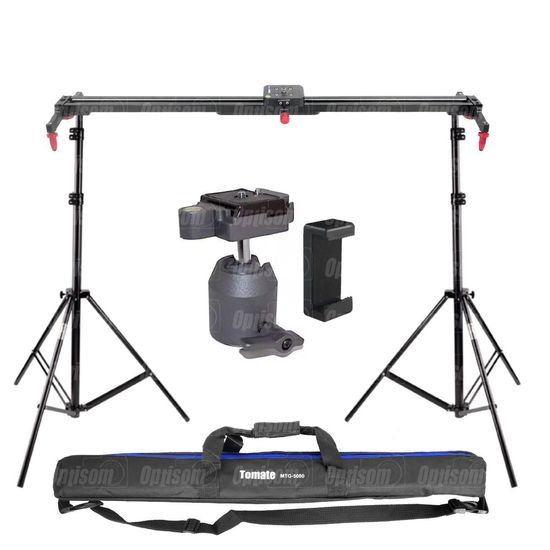 Kit Trilho Slider Filmagem 80cm Para Cameras E Celular Tomate + Tripés + Ballhead Kit Trilho Slider Filmagem 80cm Para Cameras E Celular Tomate + Tripés + Ballhead