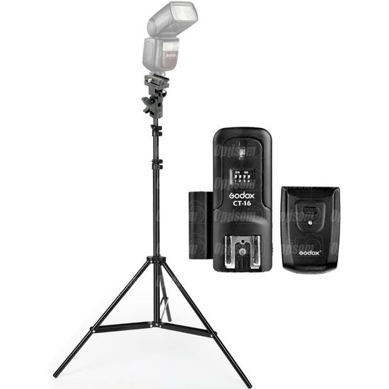 Kit Disparo Sem Fio Para Flash Speedlite Ct16 Godox Com Suporte Flash + Tripé Kit Disparo Sem Fio Para Flash Speedlite Ct16 Godox Com Suporte Flash + Tripé