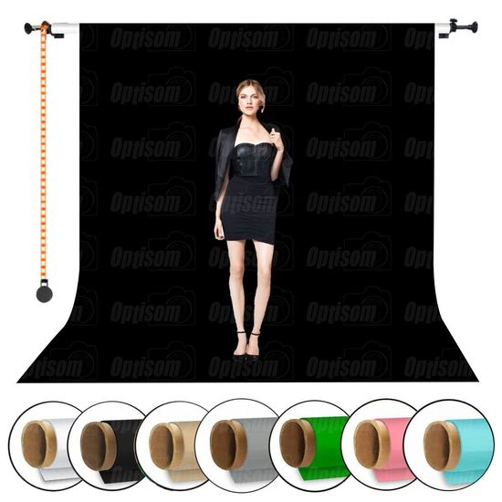 Kit Fundo Infinito Fotográfico 2x5 Papel + Suporte Teto Parede Expan Greika PRETO