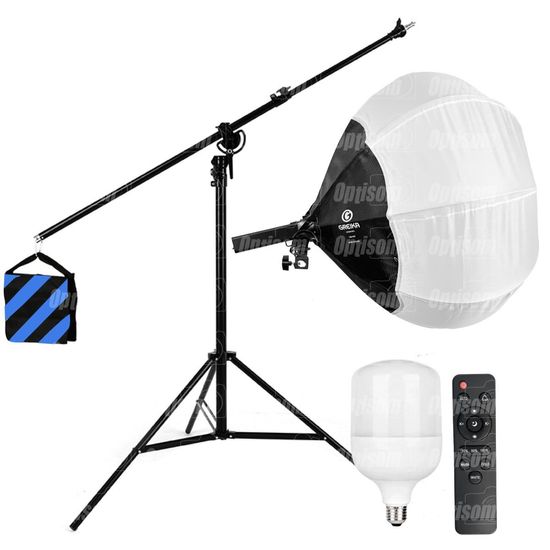 Softbox Lanterna Balão Chines 65cm Greika Com Lâmpada 45w Bicolor + Tripé Girafa Softbox Lanterna Balão Chines 65cm Greika Com Lâmpada 45w Bicolor + Tripé Girafa