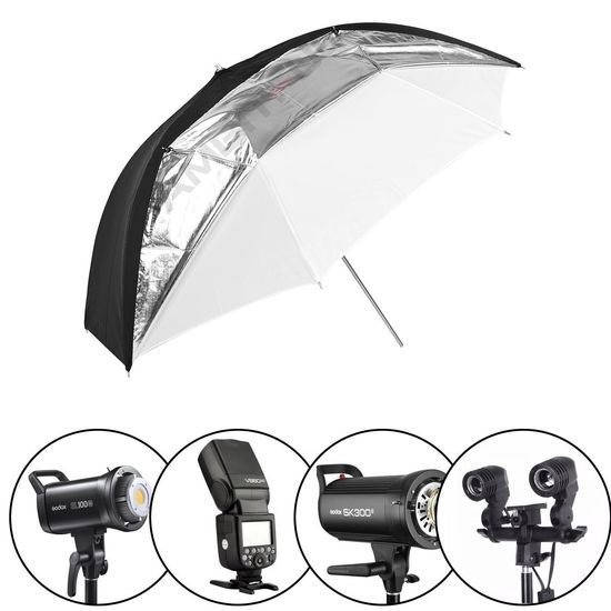 Sombrinha Rebatedora Greika 2 Em 1 Prateado E Branca Difusora - Bw36 Sombrinha Rebatedora Greika 2 Em 1 Prateado E Branca Difusora - Bw36