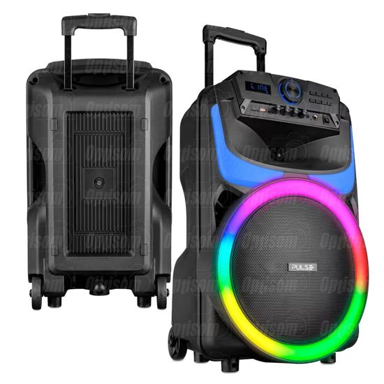 Caixa Som Bluetooth 550W RMS Pulse Burst SP403E Radio FM com Rodinhas