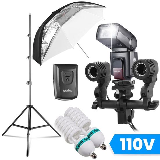 Kit Sombrinha Greika 2 Em 1 Com Flash Godox Tt560ii + Luz Contínua 300w 110V