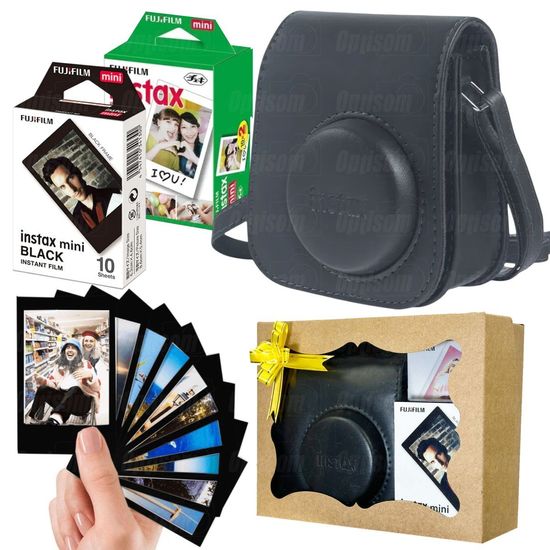 Kit Caixa de Presente Bolsa Preta para Instax Mini 11 + 20 fotos + Filme Black 10 Fotos Kit Caixa de Presente Bolsa Preta para Instax Mini 11 + 20 fotos + Filme Black 10 Fotos