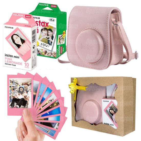 Kit Caixa de Presente Bolsa Rosa para Instax Mini 11 + 20 fotos + Filme Lemonade 10 Fotos Kit Caixa de Presente Bolsa Rosa para Instax Mini 11 + 20 fotos + Filme Lemonade 10 Fotos