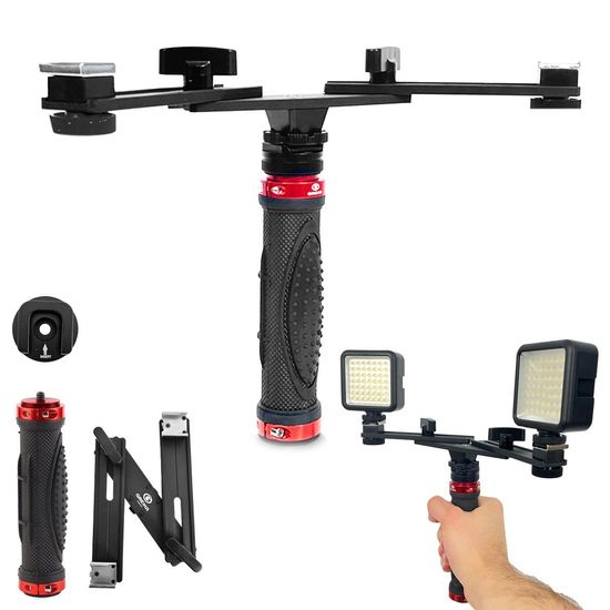 Manopla De Mão Para Dois Acessórios Luz Led, Microfones - Greika
