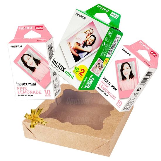 Filme Instax Mini 20 Fotos + 20 Fotos Rosa Lemonade Com Caixa De Presente Filme Instax Mini 20 Fotos + 20 Fotos Rosa Lemonade Com Caixa De Presente
