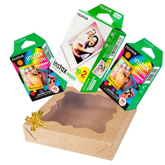 Filme Instax Mini 20 Fotos + 20 Fotos Rainbow Com Caixa De Presente Filme Instax Mini 20 Fotos + 20 Fotos Rainbow Com Caixa De Presente