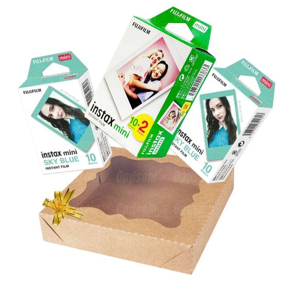 Filme Instax Mini 20 Fotos + 20 Fotos Sky Blue Com Caixa De Presente Filme Instax Mini 20 Fotos + 20 Fotos Sky Blue Com Caixa De Presente