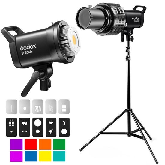 Iluminador LED godox SL60II D, Potência 70W, Luz 5600K + Lente Projeção de Efeitos + Tripé Greika Iluminador LED godox SL60II D, Potência 70W, Luz 5600K + Lente Projeção de Efeitos + Tripé Greika