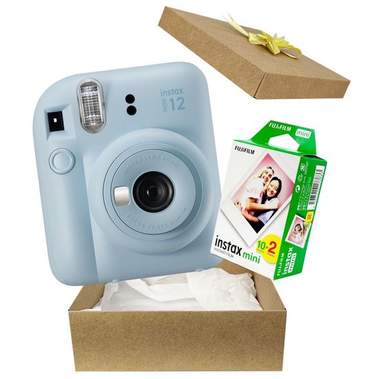 Bundle Máquina Fotográfica Instantânea Fujifilm Instax Mini 12 Azul Pastel