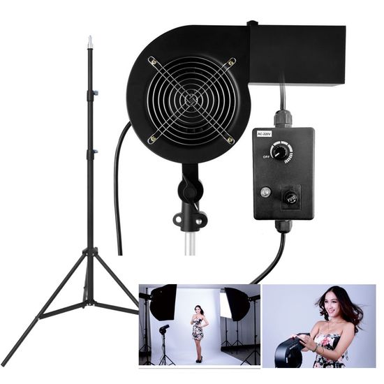 Ventilador Turbo Para Estúdio Fotografico Efeito Cabelos Ao Vento Greika Sf-05 220V + Tripé