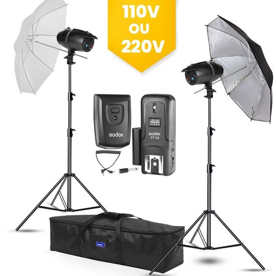 Kit Argos Conjunto Completo Flash De Estúdio 500w - Greika 110V Kit Argos Conjunto Completo Flash De Estúdio 500w - Greika 110V
