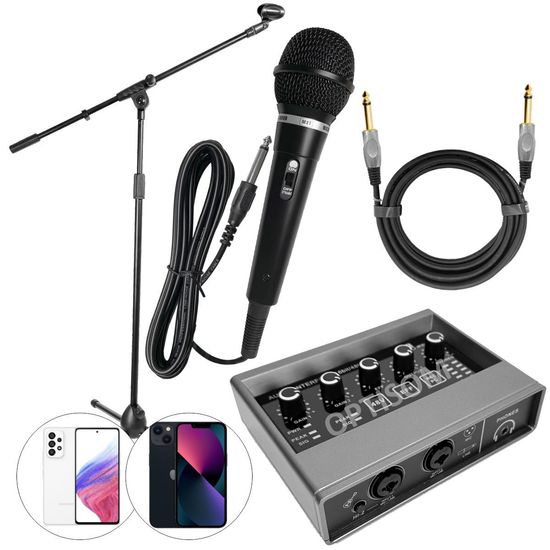 Interface Áudio para PC Celular Android iPhone Com Microfone + Cabo P10 Para Violão Interface Áudio para PC Celular Android iPhone Com Microfone + Cabo P10 Para Violão