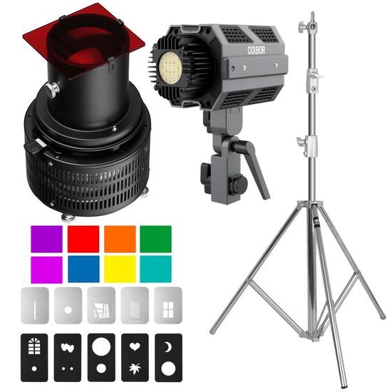 Iluminador Led Colbor Cl60m 65w Com Projetor Fresnel Efeito Janela + Tripé Inox Greika Iluminador Led Colbor Cl60m 65w Com Projetor Fresnel Efeito Janela + Tripé Inox Greika