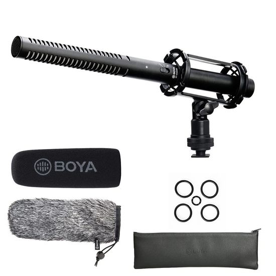 Microfone Shotgun Boya Bm6060l Super-cardioide Xlr, Com Protetores De Vento, Shock Mount Microfone Shotgun Boya Bm6060l Super-cardioide Xlr, Com Protetores De Vento, Shock Mount