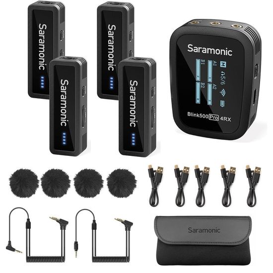 Microfone Lapela Sem Fio Quadrúplo Saramonic Para Câmeras, Computador e Smartphones - Blink500 ProX B2R Microfone Lapela Sem Fio Quadrúplo Saramonic Para Câmeras, Computador e Smartphones - Blink500 ProX B2R