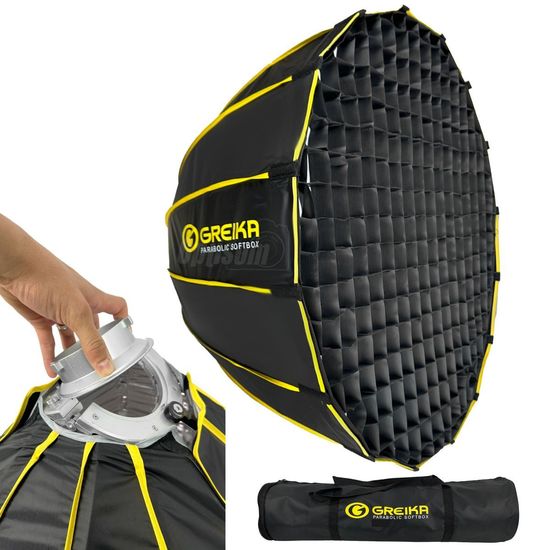 Softbox Dobrável Bowens com Grid 60cm Greika Montagem Rápida para Estúdio