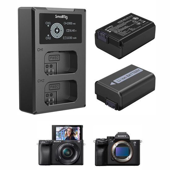 Kit 2 Baterias Np-fw50 Com Carregador Usb Smallrig Para Câmeras Sony Kit 2 Baterias Np-fw50 Com Carregador Usb Smallrig Para Câmeras Sony