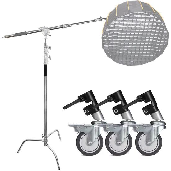 Tripé Girafa Inox Com Rodinha C-stand Greika 3,3m Cs300x Tripé Girafa Inox Com Rodinha C-stand Greika 3,3m Cs300x